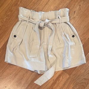 Sophie Rue High Waist Belted Shorts in Cream